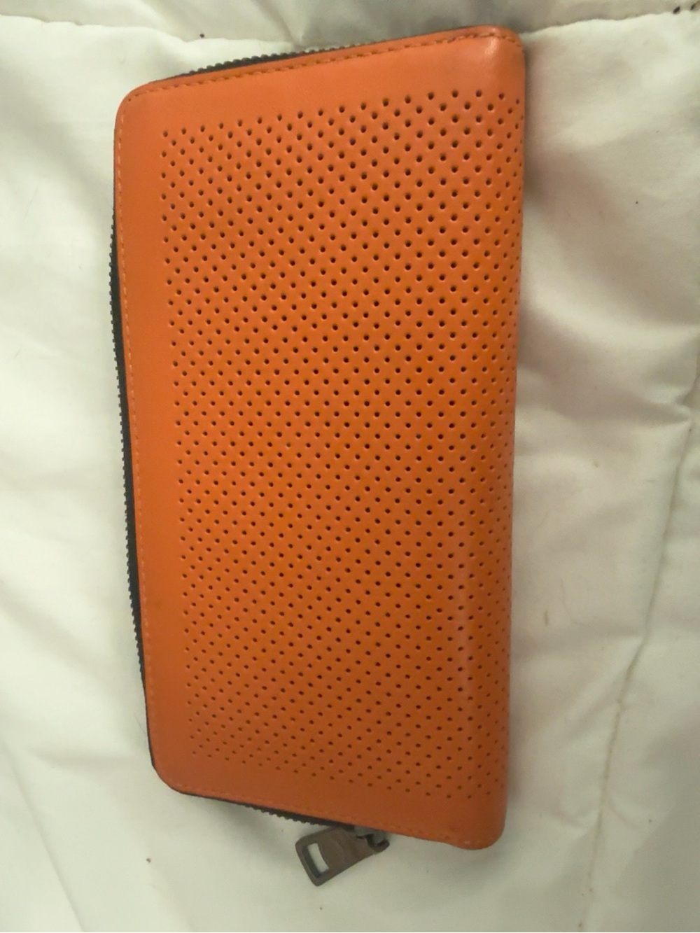 Coach Orange Perforated Zip Wallet